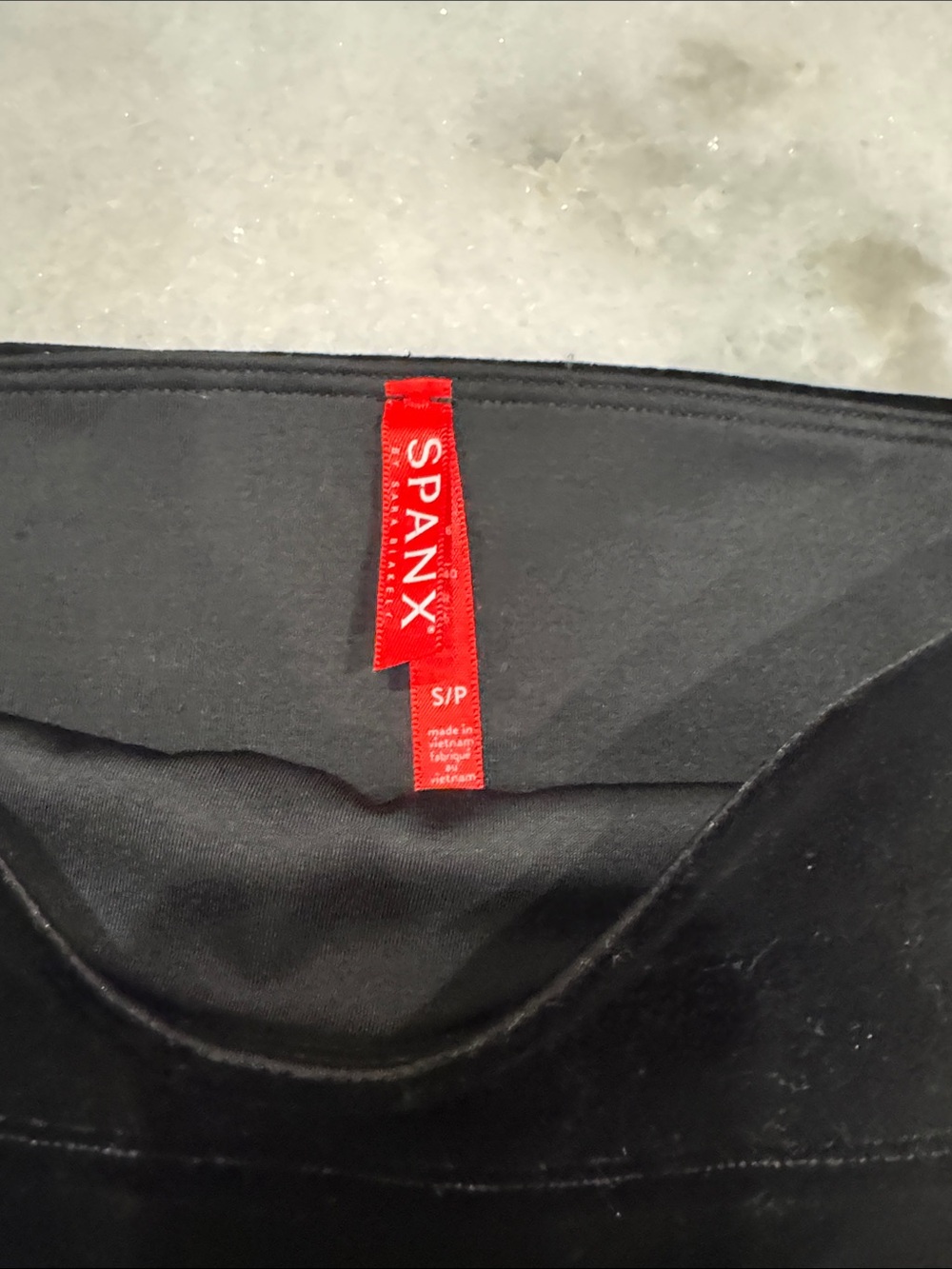 SPANX Black Leggings with Red Logo Tag